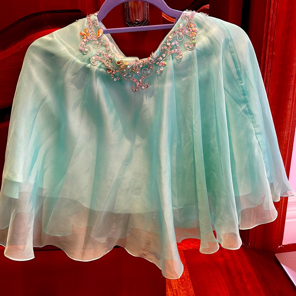 Poly USA two piece teal dress with beading